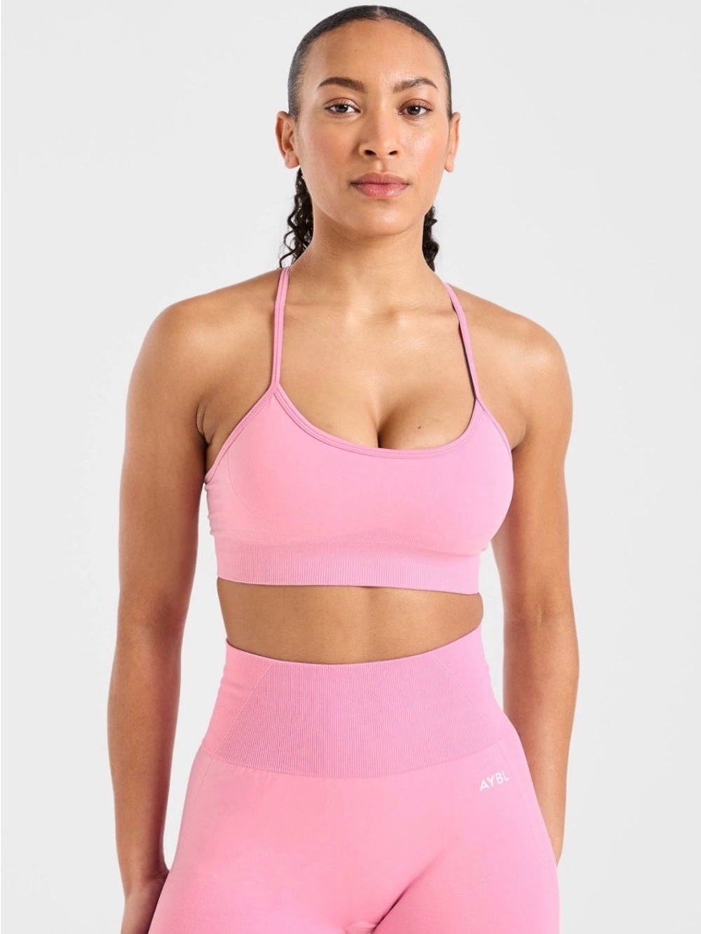 AYBL pink sports bra and shorts set top size xs shorts size S